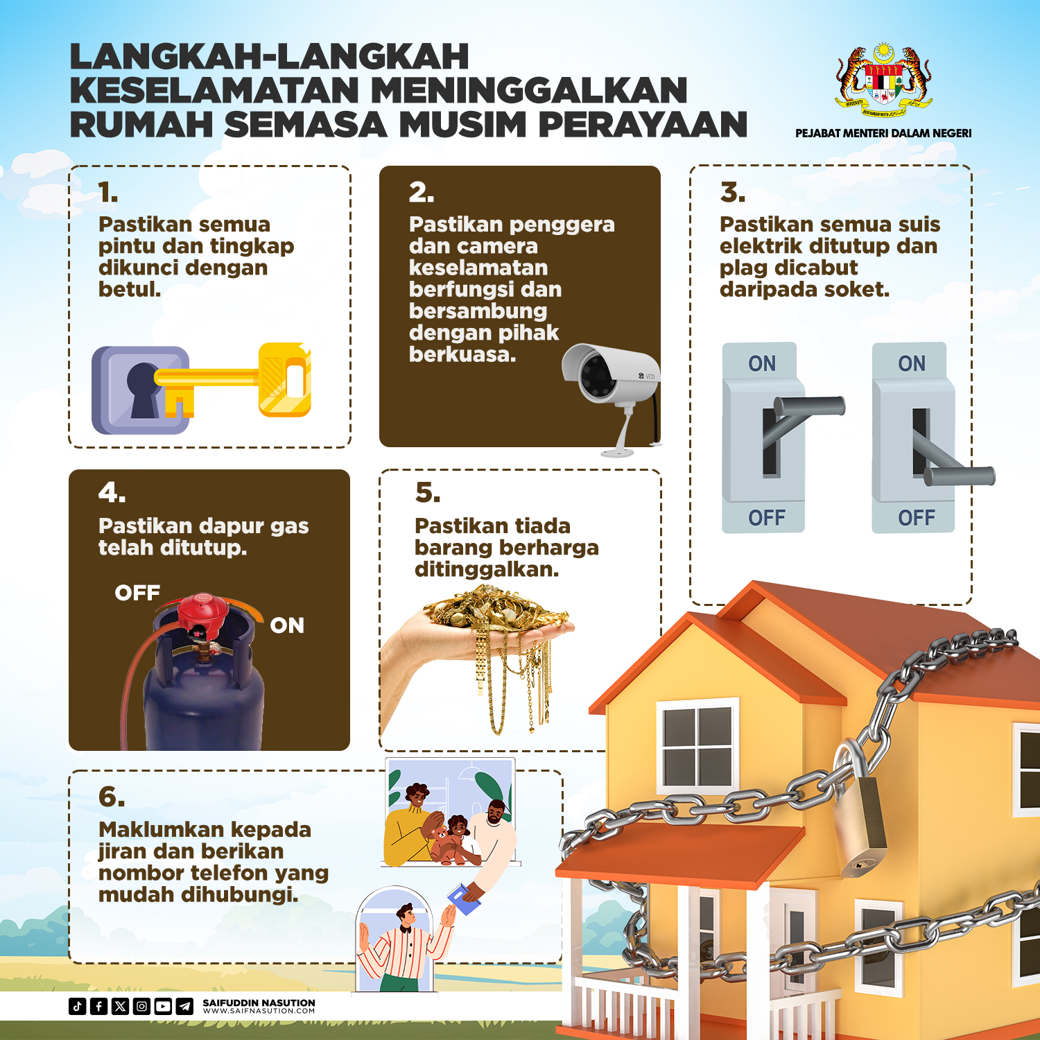 Langkah-langkah keselamatan meninggalkan rumah semasa musim perayaan