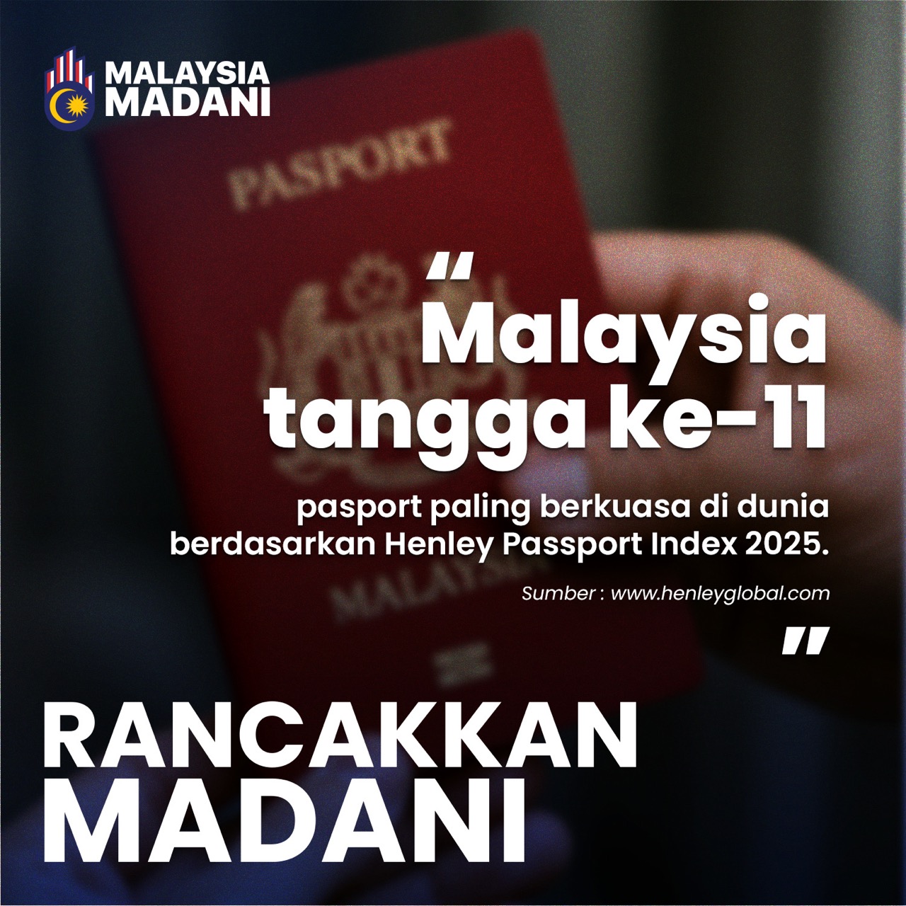 Malaysia tangga ke-11 pasport paling berkuasa di dunia