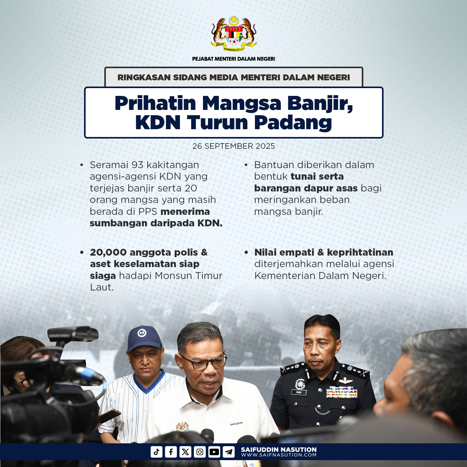 Prihatin Mangsa Banjir, KDN Turun Padang